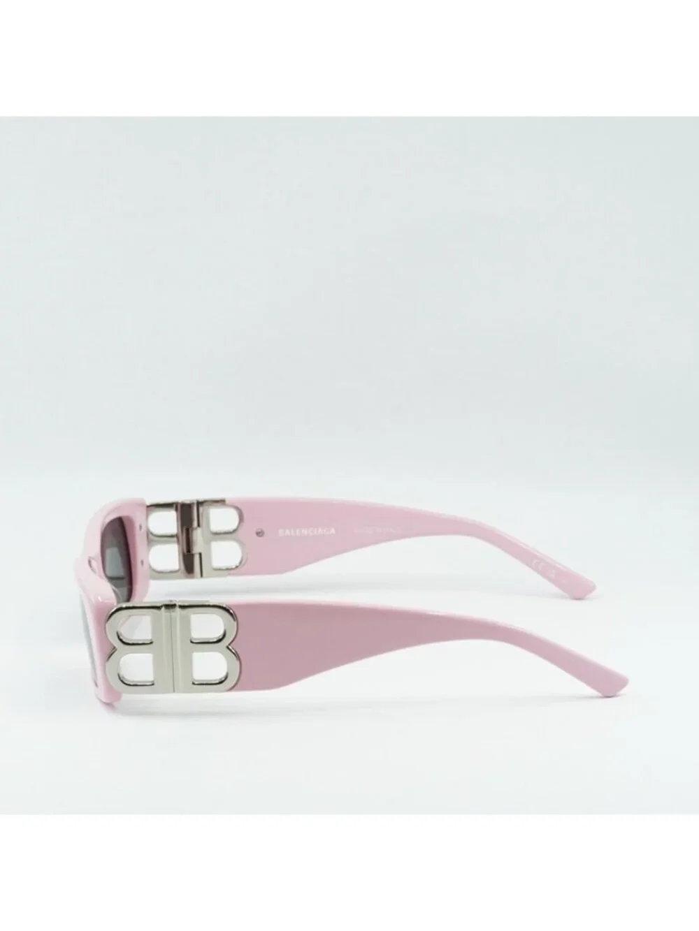 Balenciaga BB0096S 012 Sunglasses Pink  Rectangle Frame, Grey Lenses